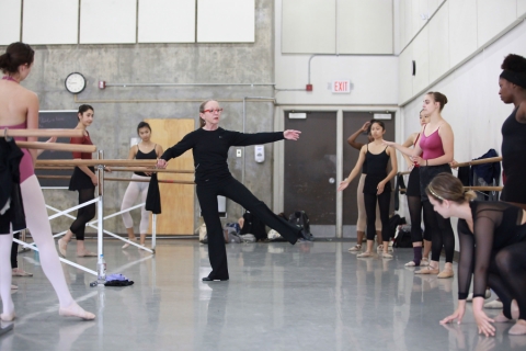 Image: Molly Lynch instructing students  in an advanced ballet class in 2015. (Photo by Skye Schmidt