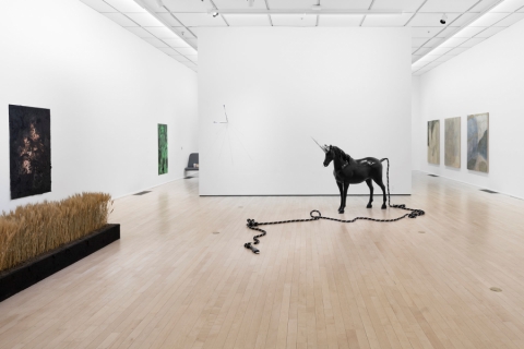 A model horse in a gallery